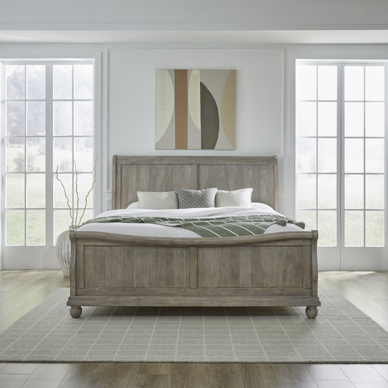 Lenny Sleigh Bed, California King, Tan