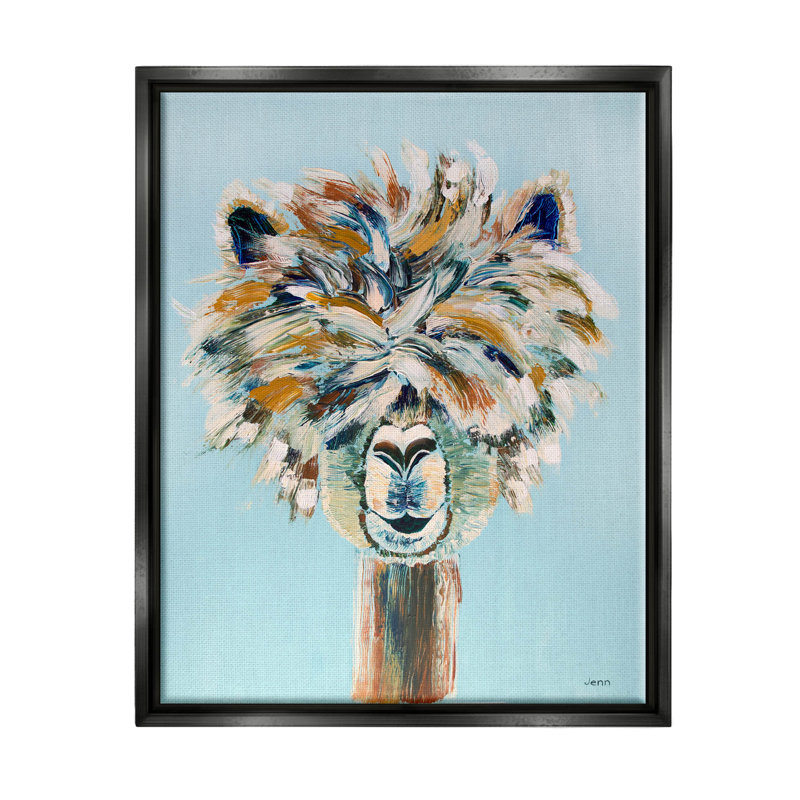 «Fluffy Alpaca Happy Animal», peinture sur toile à cadre flottant, H 21 po x l 17 po x P 1,7 po, Cadre flottant noir de jais
