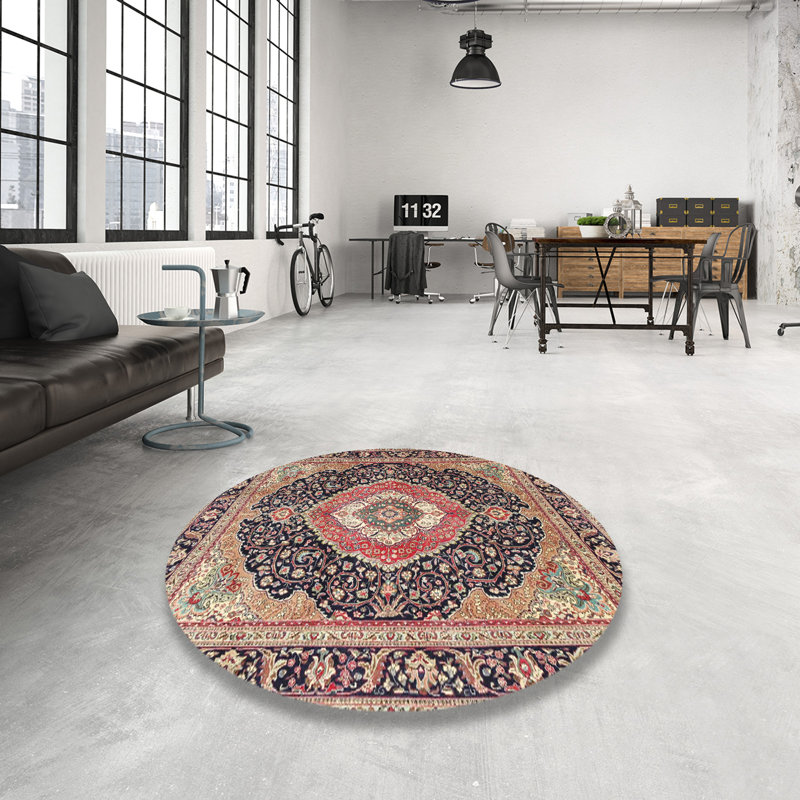 Tapis traditionnel noir / beige Glasmann, Rond 4 pi