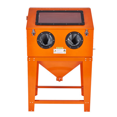 90 Gallon Sandblasting Cabinet with 1.8 Gallon Dust Collection System, 40-120PSI Sand Blasting Cabinet with Stand, Heavy Duty Sand Blaster with Blasting Gun & 4 Nozzles for Paint, Rust Removal