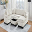 Canapé modulaire Canapé modulaire rembourré en chenille de 111,8 po avec repose-pieds de rangement mobile pour le salon, blanc-1448080224
