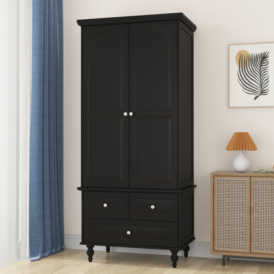 Talisha Freestanding Wooden Wardrobe Armoire with 3 Drawers