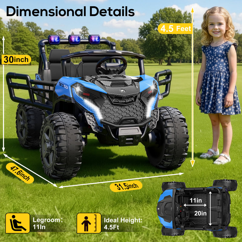Voiture DEARAUTO 24V 2 places Ride on UTV, 4 roues motrices, 800 W, moteurs 4 x 200 W, 4 roues EVA électriques, pneus EVA, 5,1 Mph, voiture électrique pour enfant avec télécommande, 24 volts pour enfants âgés de 3 à 8 ans