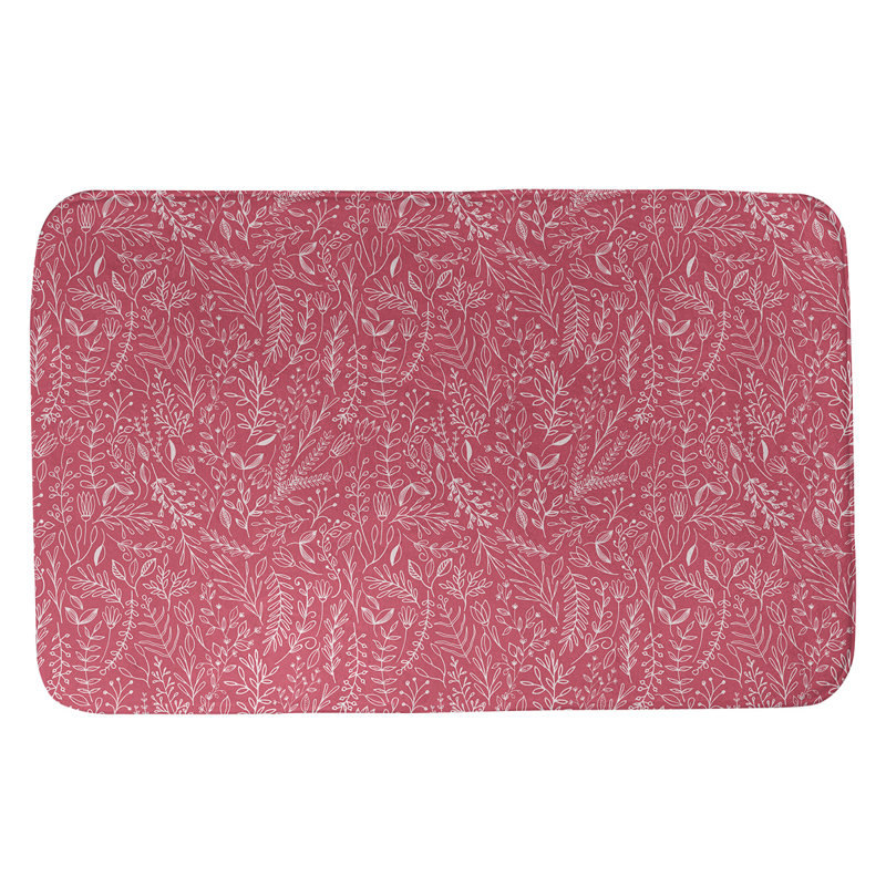 Leffel Memory Foam Non-Slip Bath Rug, 17" W x 24" L, Red/White