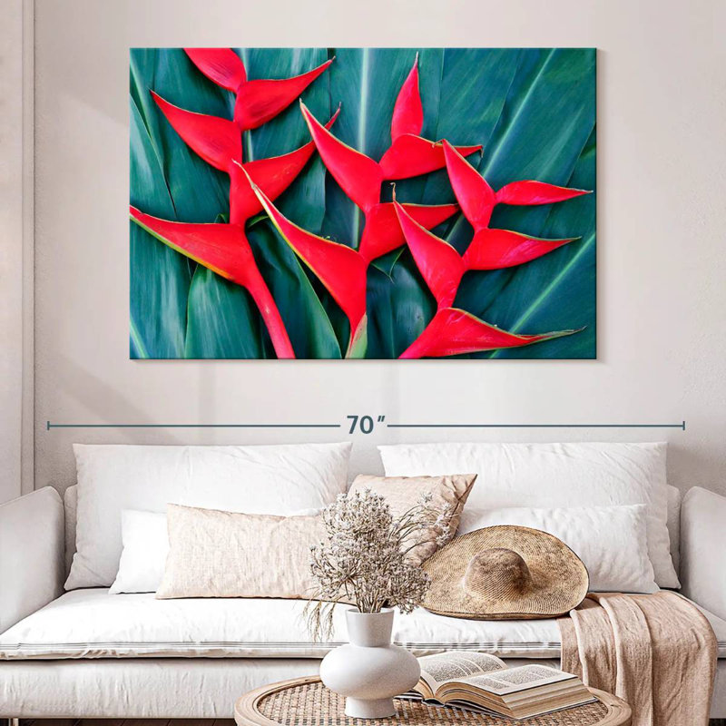 Harnek Bright Red Heliconia, 34" H x 51" W