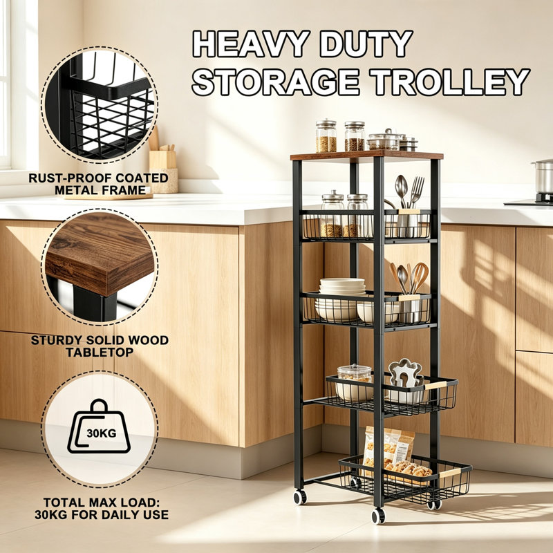 28.2 cm W Kitchen Cart with