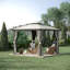 Gazebo de terrasse 3 m x 3 m, belvédère extérieur à double toit avec rideaux d'intimité, abri de jardin à structure en aluminium