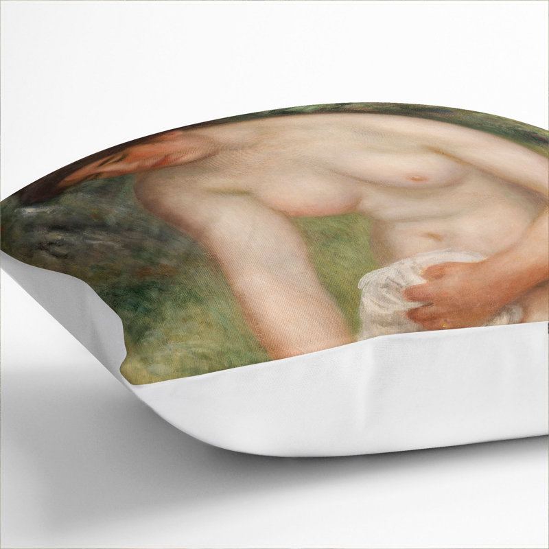 Bather Drying Herself Vol.1 Square Throw Cushion, 40cm H x 40cm W x 15cm D, White
