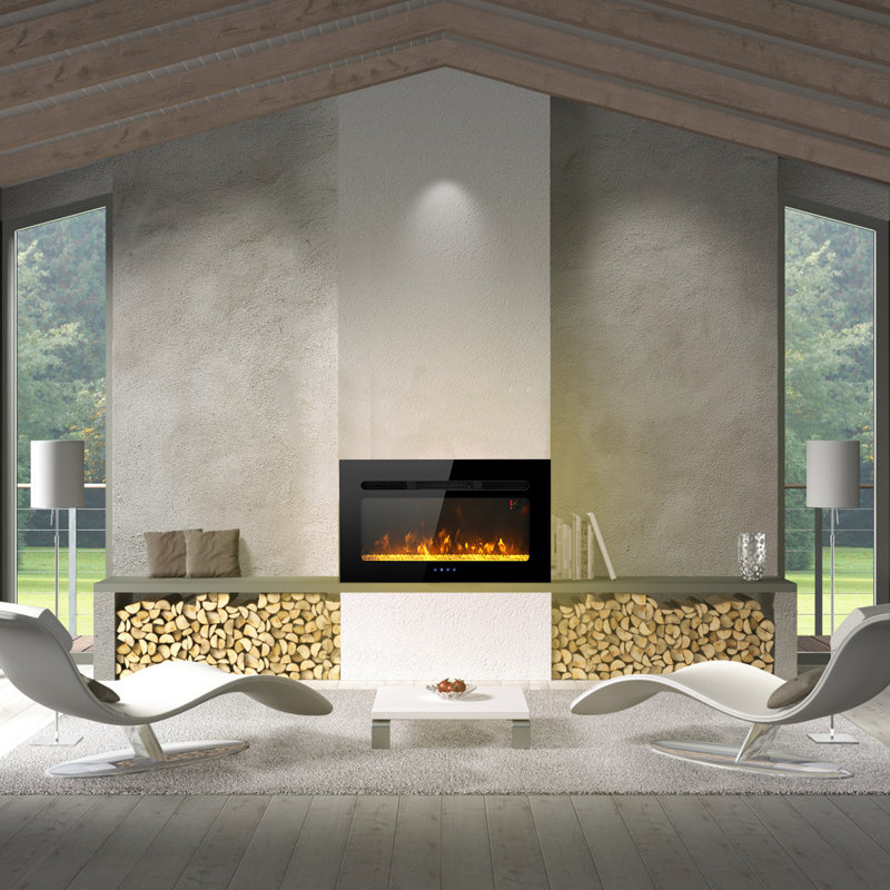 Foyer électrique Claudene, H 9,35 po x l 25,12 po x P 21,65 po