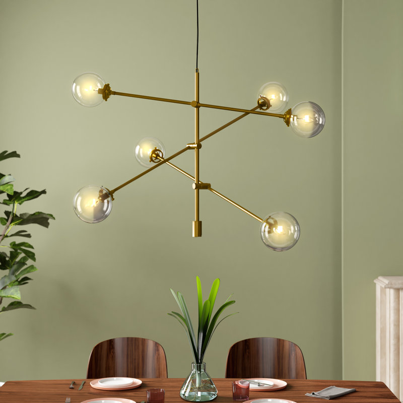 Cyrus 6-Globe Light Architectural Metal Chandelier, Gold