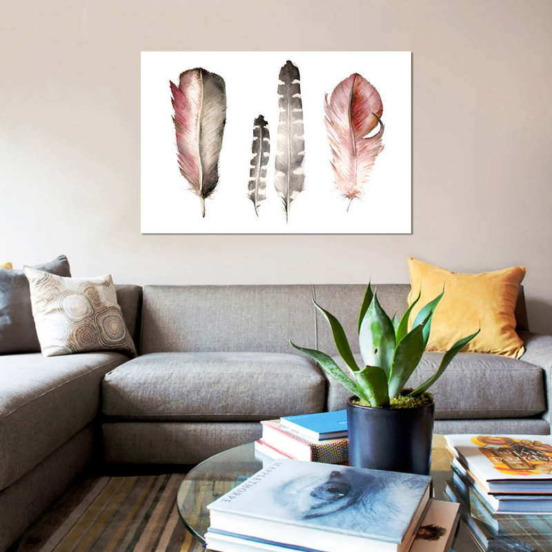 « plumes i », impression sur toile, H 26 po x l 40 po x P 1,5 po, Toile tendue