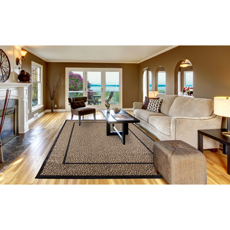 Tapis noir / beige Edmont, Rectangle 5 pi 3 po x 7 pi 7 po