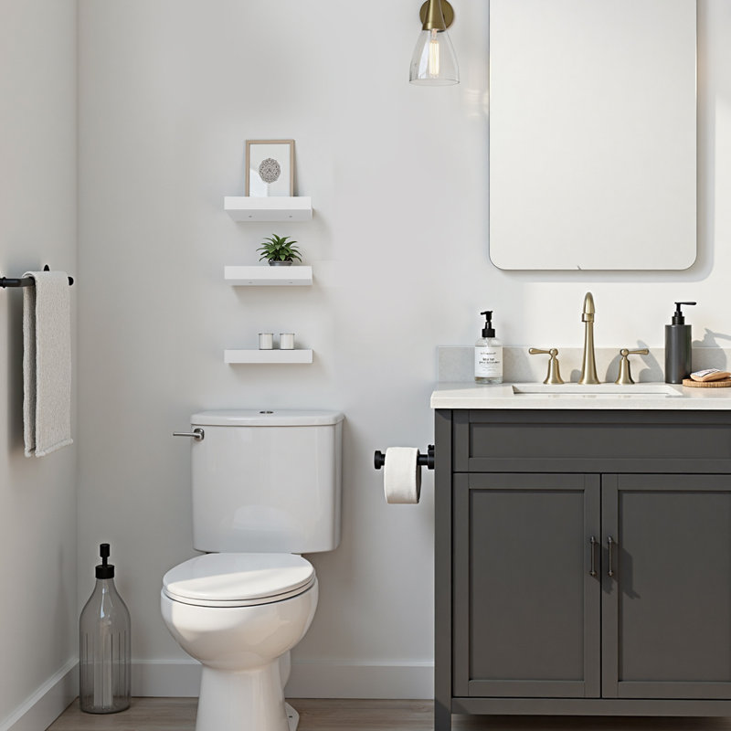 Ensemble de 3 tablettes murales flottantes minimalistes modernes pour présentation et rangement décoratifs, blanc, Blanc