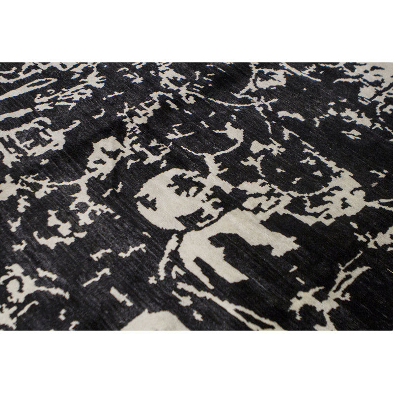 Hand-Knotted High-Quality Black Area Rug