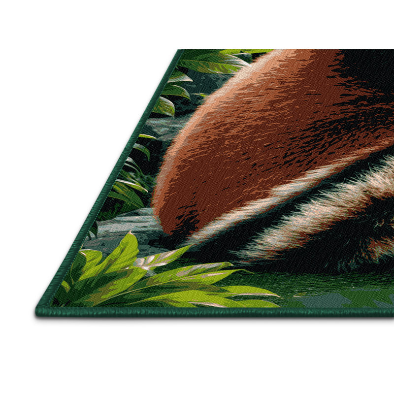  Tapis lavable rouge Panda, Rond 5 pi
