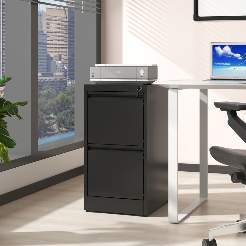 Office Storage Cabinet, Metal Vertical File Cabinet With Lock And 2 Drawers For Office Home, Vertical Filing Cabinet For Storage