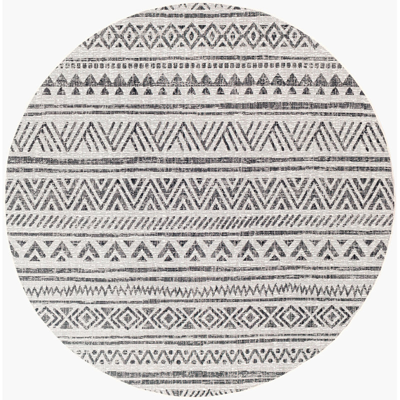 Indoor & Outdoor Modern Boho Yellow Rug, Round 160cm