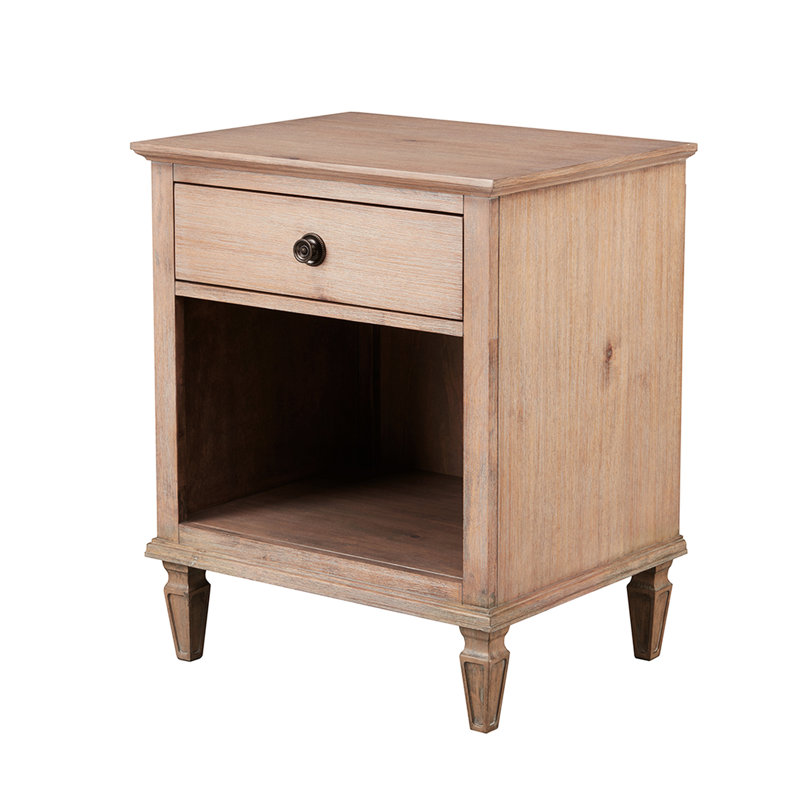 Table de chevet d'une hauteur de 29 po et rangement pratique en bois massif naturel
