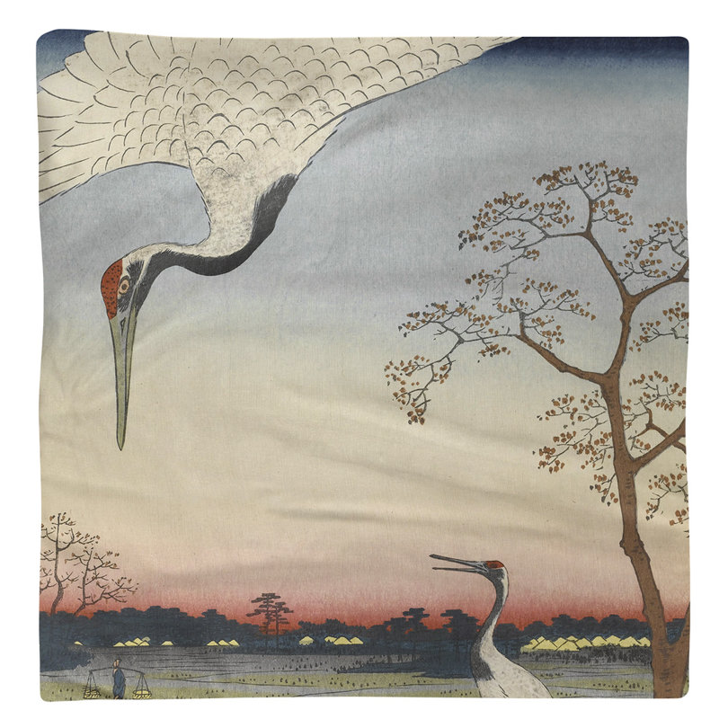 Utagawa Hiroshige Cotton No Pattern Square Napkin, White/Blue