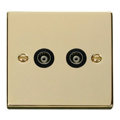 Polished Brass Twin Isolated Coaxial Socket