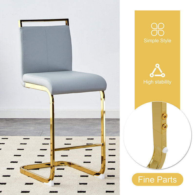 3-Piece Glass Round Dining Set Metal Pedestal Table With 2 Faux Leather Dining Chairs For Kitchen Dining Room Small Spaces