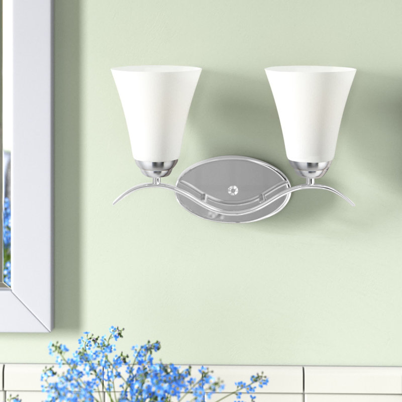 Éclairage pour salle de bain 2 lumières en chrome poli à intensité variable Lavalley, Nickel satiné