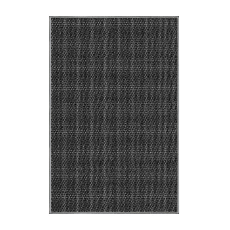 Tapis noir en laine à carreaux Plaid, Rectangle 8 pi x 12 pi