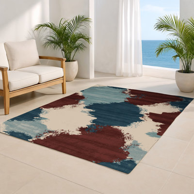 Watercolor Black Indoor and Outdoor Area Rug