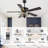 Engebretson 52 Inch Black Glam Crystal Ceiling Fan with Lights and Remote, 6 Speeds DC Motor Reversible Modern Chandelier Ceiling Fan-2037183962