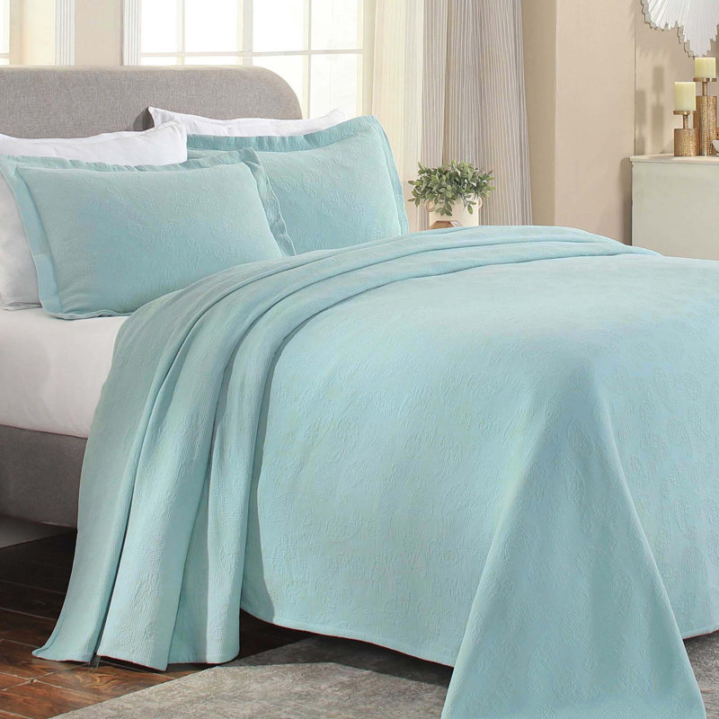 Neo Aldin 100% Cotton All Season Woven Jaquard Matelasse Paisley Bedspread with Shams, Queen Coverlet + 2 Standard Shams