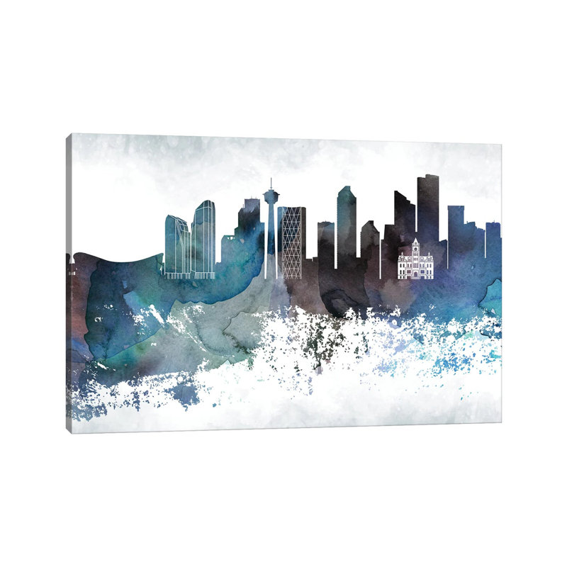 Calgary Bluish Skyline - Wrapped Canvas Print, 20.32cm H x 30.48cm W
