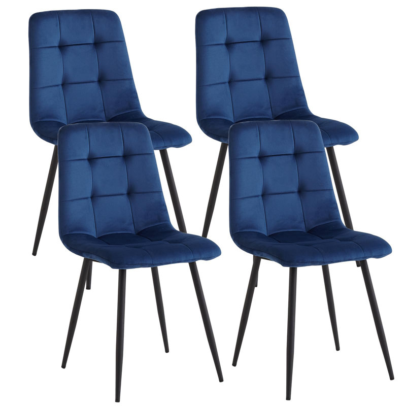 Brown Dining Chair | Velvet, Metal | Kitchen, Living Room, Bedroom | Upholstered Cushion Seat, Blue