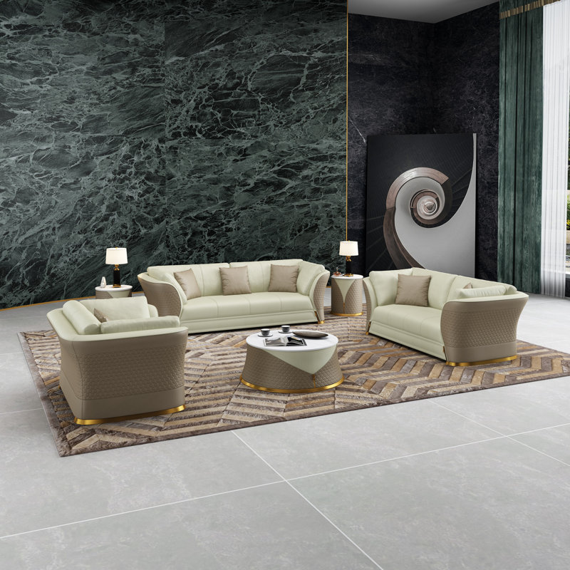 Vogue 3 Piece Leather Living Room Set