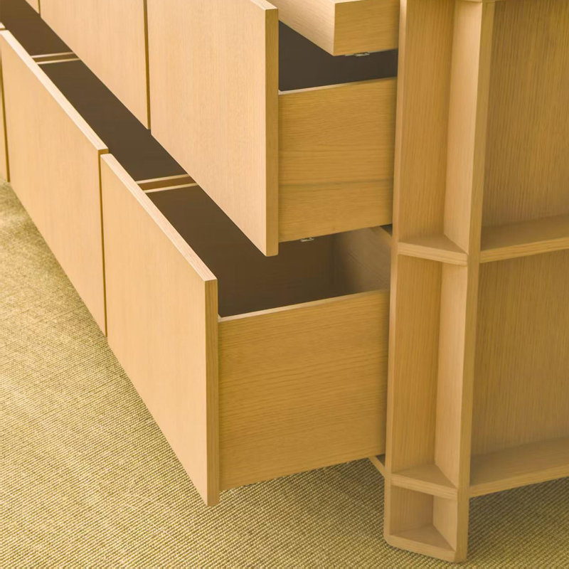Meuble d'entrée en bois massif de style Mid-Century, H 33,5 po x l 63 po x P 19,7 po