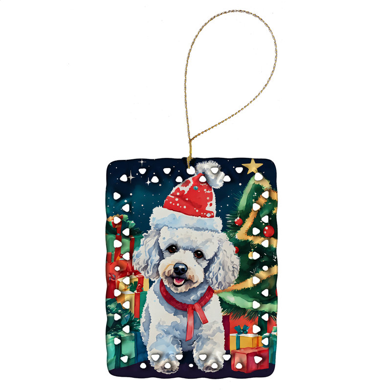 Ornement en porcelaine de Noël caniche, Caniche 3582