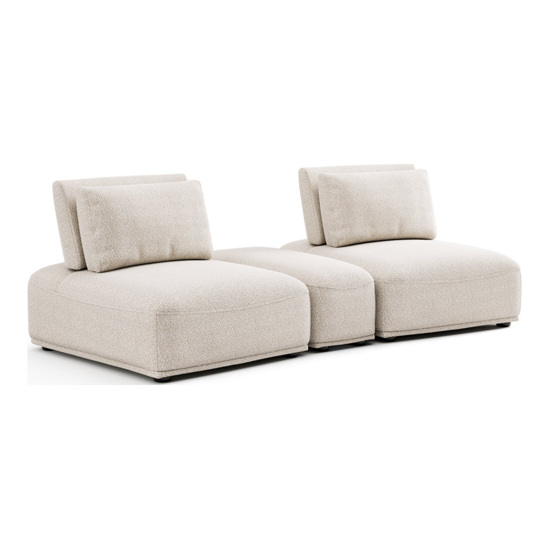 Aukeem 3 - Piece Upholstered Sectional, Beige Polyester