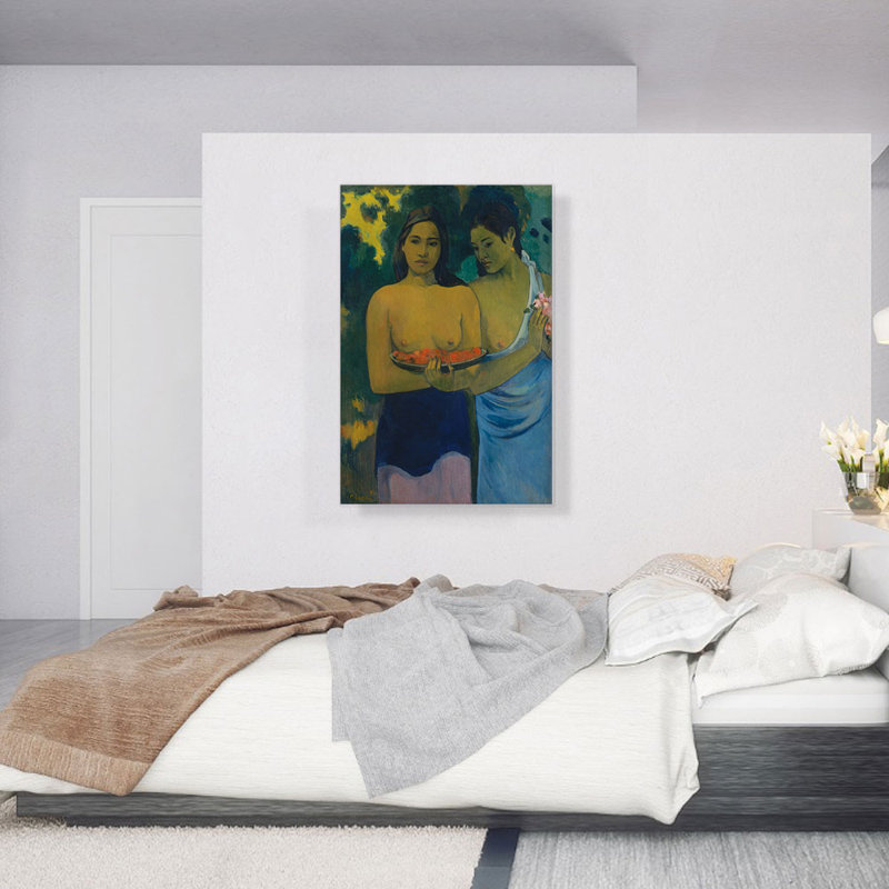 «Two Tahitian Women 1899» par Paul Gauguin, reproduction d'art sur toile tendue, H 40 po x l 26 po x P 0,75 po