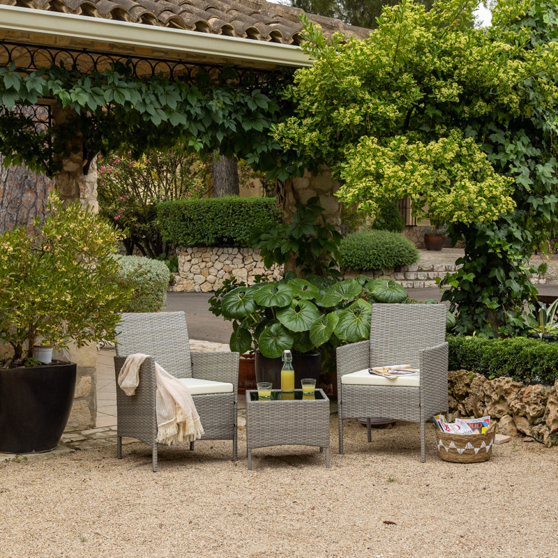 Clerveau Metal 2 - Person Seating Group with Cushions, White, Grey