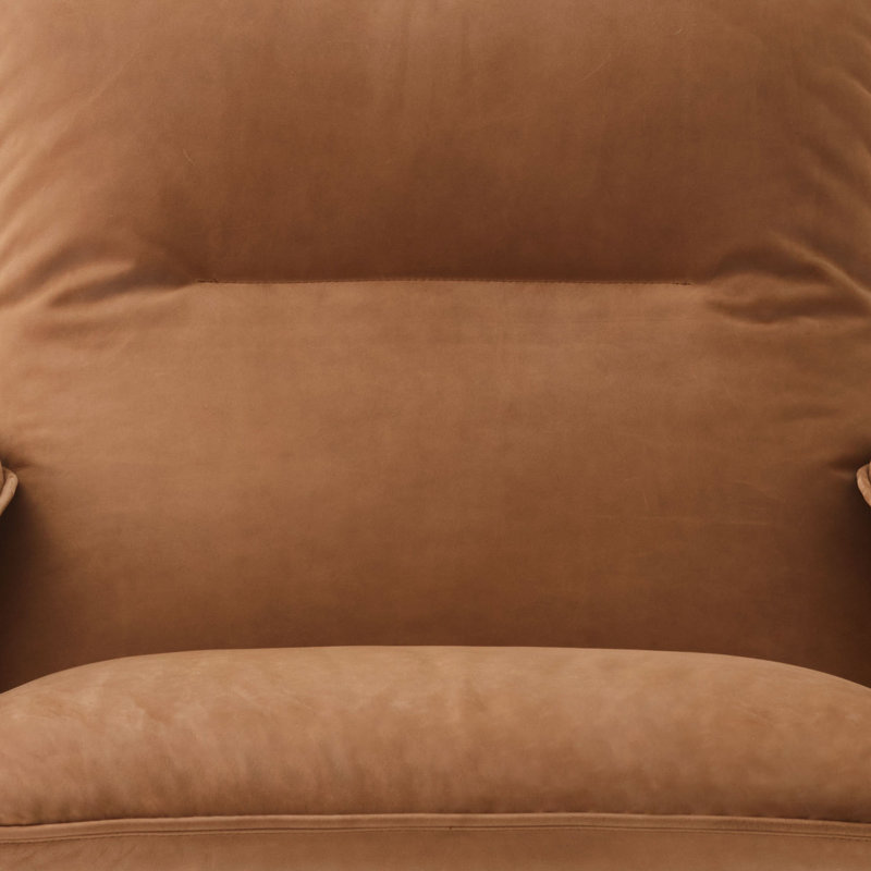 Brasilia Lounge Chair, Dunes 21004 Camel Genuine Leather, Natural Oak