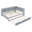 Lit de jour double en bois avec lit gigogne simple, lit de jour avec tablette de rangement et ports de chargement USB-85539969