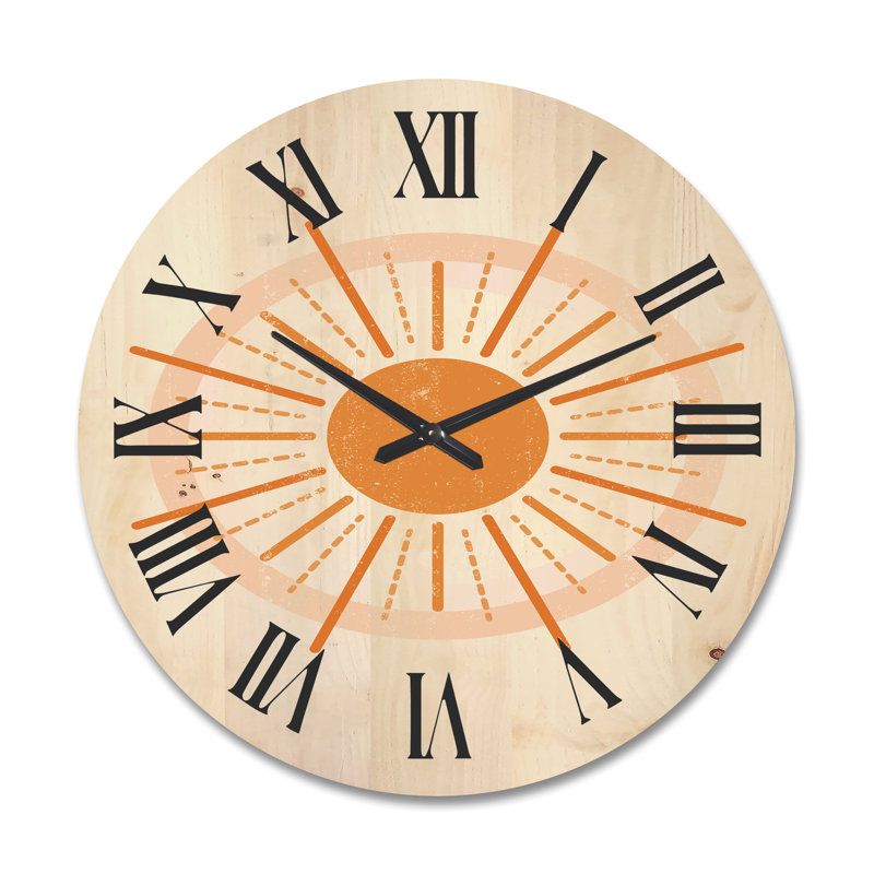 Horloge murale en bois Minimal Radiant Sun II, Très grand