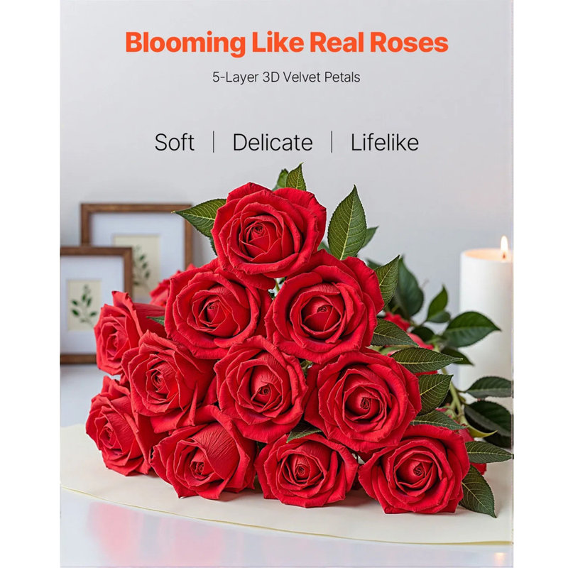 60 pièces de roses artificielles en mousse rouge de 20 po - Réutilisables pour les bouquets de mariage / centres de table / décoration de table de fête essentiels