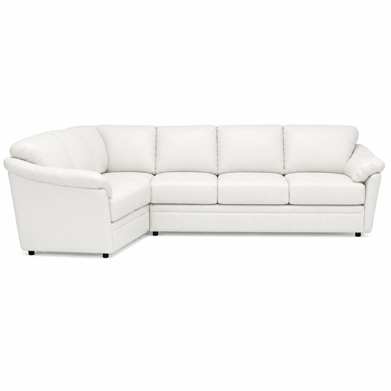 Canapé modulaire en cuir fleur Ramdev, Cuir véritable blanc, Orienté à droite