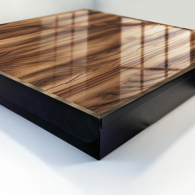 Key box for wall, Opens to the left, 30x30x5, Black, Expressive natural wood pattern, 