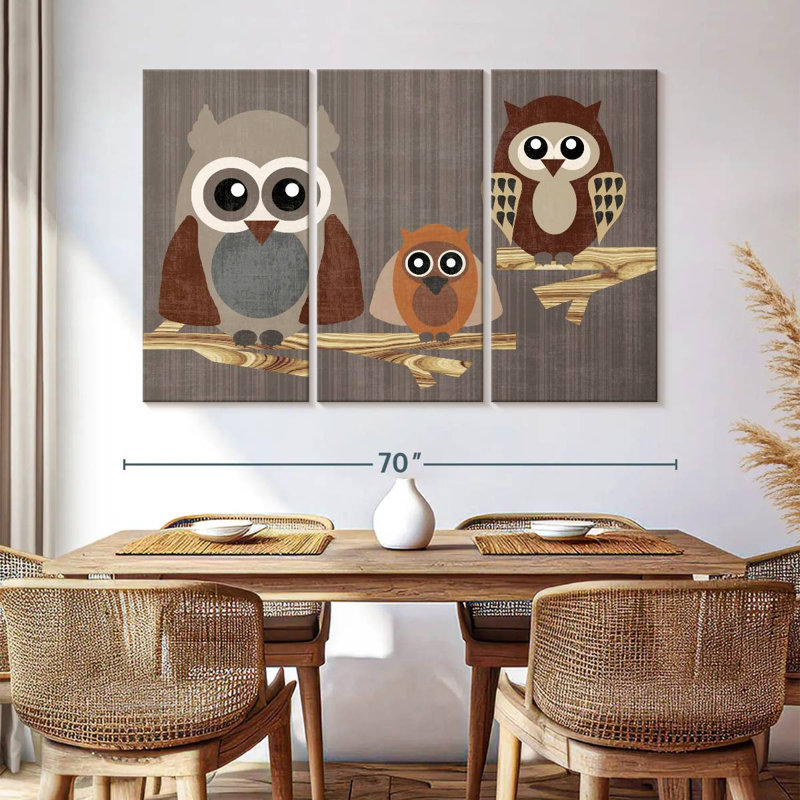 Brampt Three Owls, 42" H x 65" W