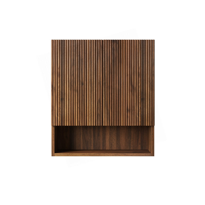 Armoire de salle de bain murale rayée de 26 po avec portes, tablette et compartiment de rangement ouvert au-dessus de la toilette pour la salle de bain, la cuisine et la salle de lavage