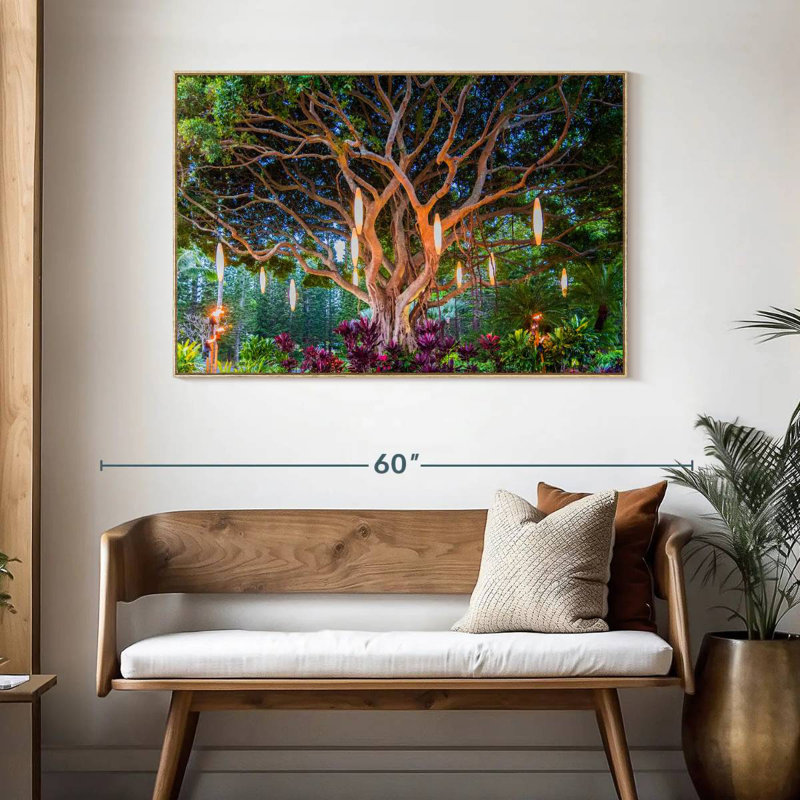 Banian hawaïen, Cadre flottant en bois naturel, 46 po x 31 po