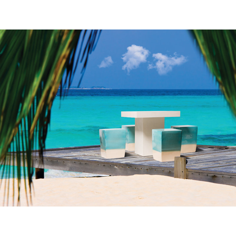 Perpetual Outdoor Square Bar Table, Ivory White