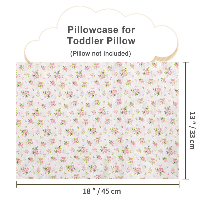 Toddler Pillowcase - Jersey Cotton Crib Size, Beige/Pink Floral 4