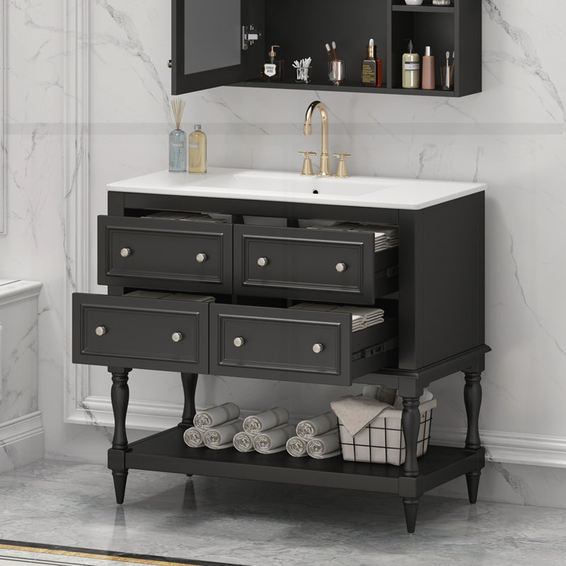 Ensemble de meuble-lavabo 36 po avec lavabo, Noir